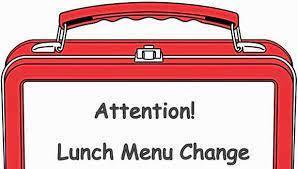 Silex School lunch change for Wednesday, November 30th: Peanut Butter & Jelly sandwich will be served instead of a pizza munchable.