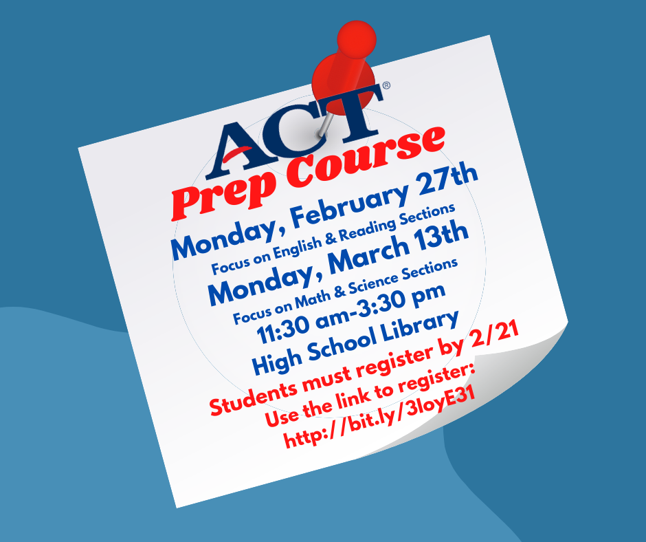 Silex Juniors & Seniors! Don't forget the ACT Prep Course is this Monday, February 27th at school from 11:30 a.m. - 3:30 p.m. Sign up or email Mrs. Heitgerd.